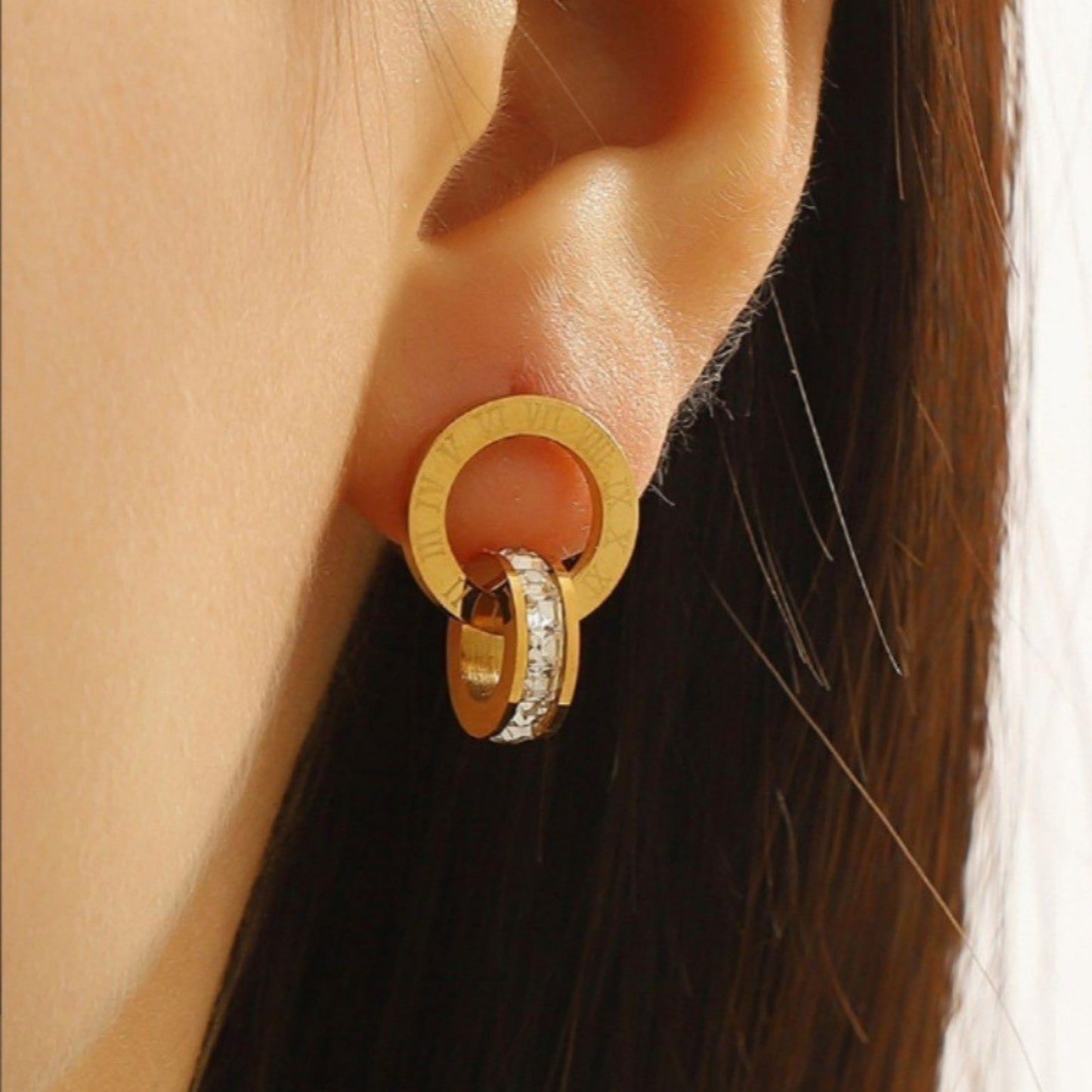 MONOZO Elegant Stainless Steel Women's Earrings—Latest Fashion 18k Gold Plated Anti Tarnish Stud Earring for Girl