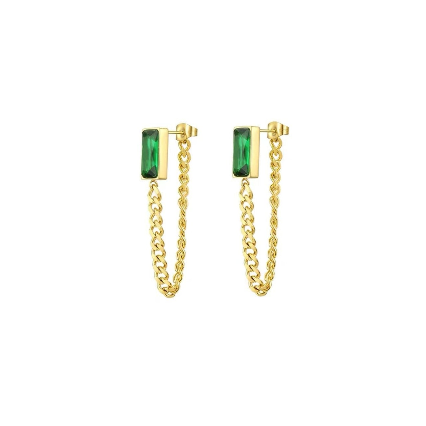 Emerald Chain Jacket Earring