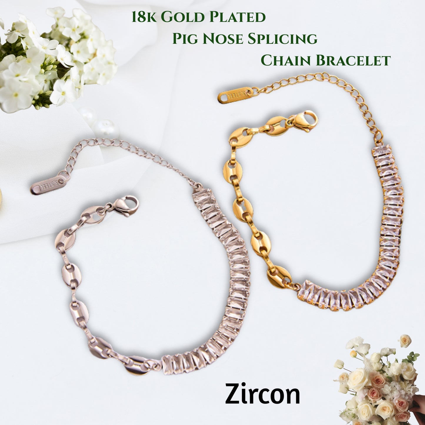 MONOZO Anti Tarnish Bracelet for Women Stylish | Stainless Steel Bracelet for Woman | Western Chain Bracelet Girl Accessories | 18k Gold plated & silver platedbracelet