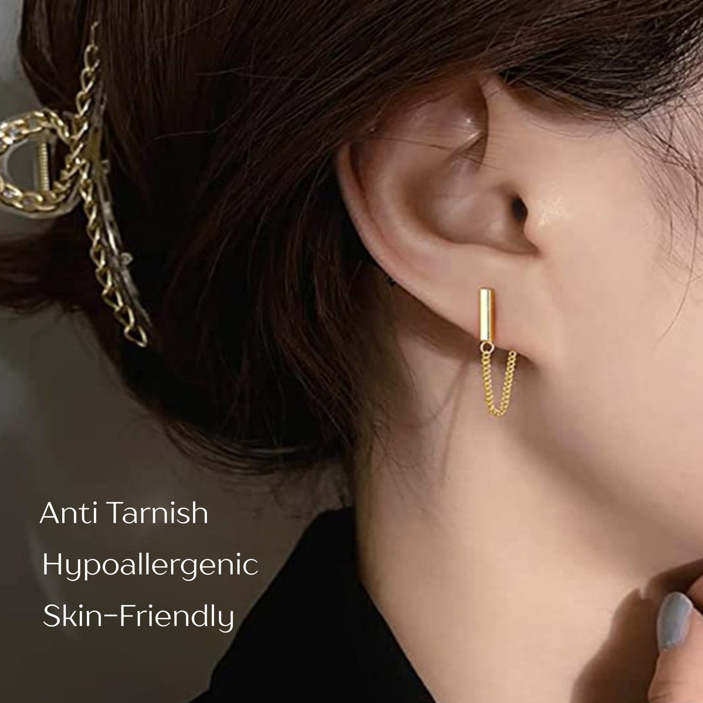 MONOZO Elegant Stainless Steel Women's Earrings—Latest Fashion 18k Gold Plated Anti Tarnish Stud Earring for Girl