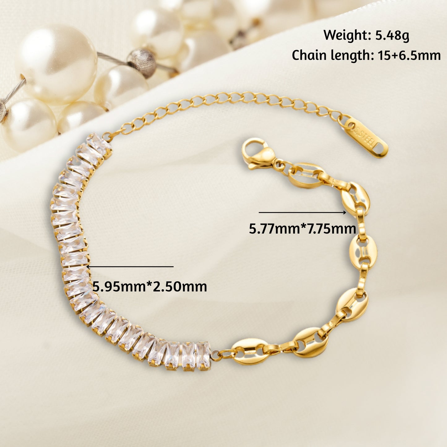 MONOZO Anti Tarnish Bracelet for Women Stylish | Stainless Steel Bracelet for Woman | Western Chain Bracelet Girl Accessories | 18k Gold plated & silver platedbracelet