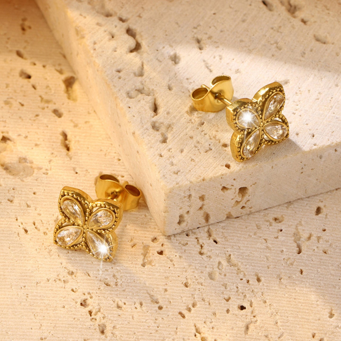 MONOZO Elegant Stainless Steel Women's Earrings—Latest Fashion 18k Gold Plated Anti Tarnish stud earring