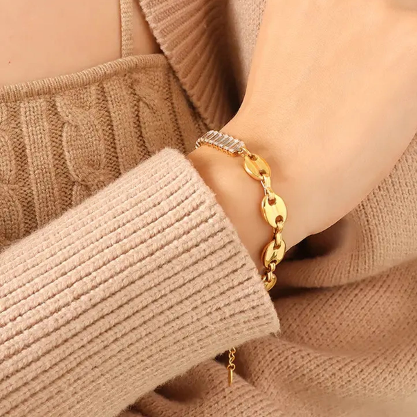 MONOZO Anti Tarnish Bracelet for Women Stylish | Stainless Steel Bracelet for Woman | Western Chain Bracelet Girl Accessories | 18k Gold plated & silver platedbracelet