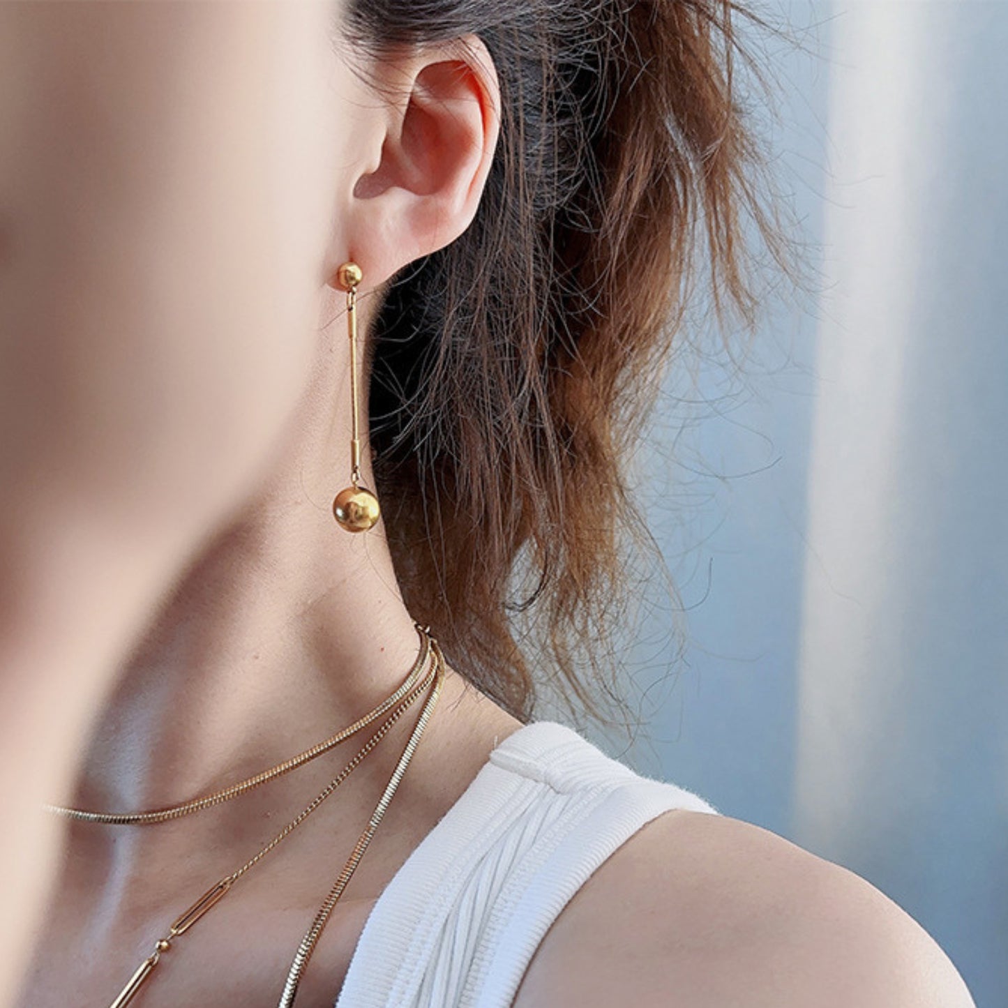 MONOZO Elegant Stainless Steel Women's Earrings—Latest Fashion 18k Gold Plated Anti Tarnish Stud Earring for Girl