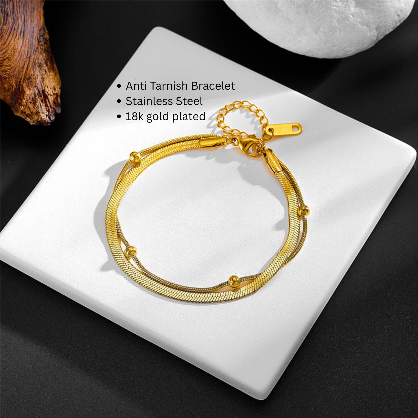 MONOZO Anti Tarnish Bracelet for Women Stylish | Stainless Steel Bracelet for Woman | Western Chain Bracelet Girl Accessories | 18k Gold plated bracelet MONOZO Anti Tarnish Bracelet for Women Stylish |