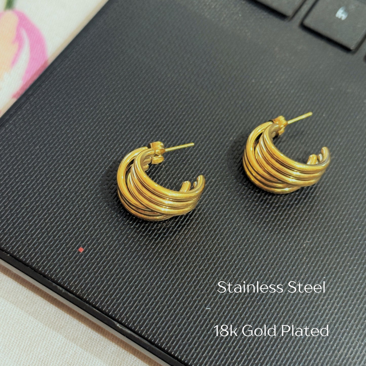 MONOZO Elegant Stainless Steel Women's Earrings—Latest Fashion 18k Gold Plated Anti Tarnish Stud Earring for Girl