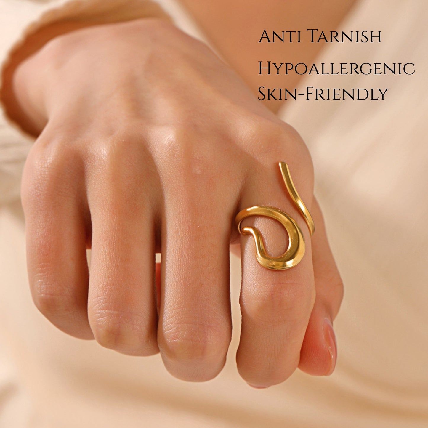 MONOZO 18k Gold plated Ring for Women | Anti Tarnish Stainless Steel Adjustable Finger Ring for Girls | High Quality non faded Ring | Girl Fashion Jewellery