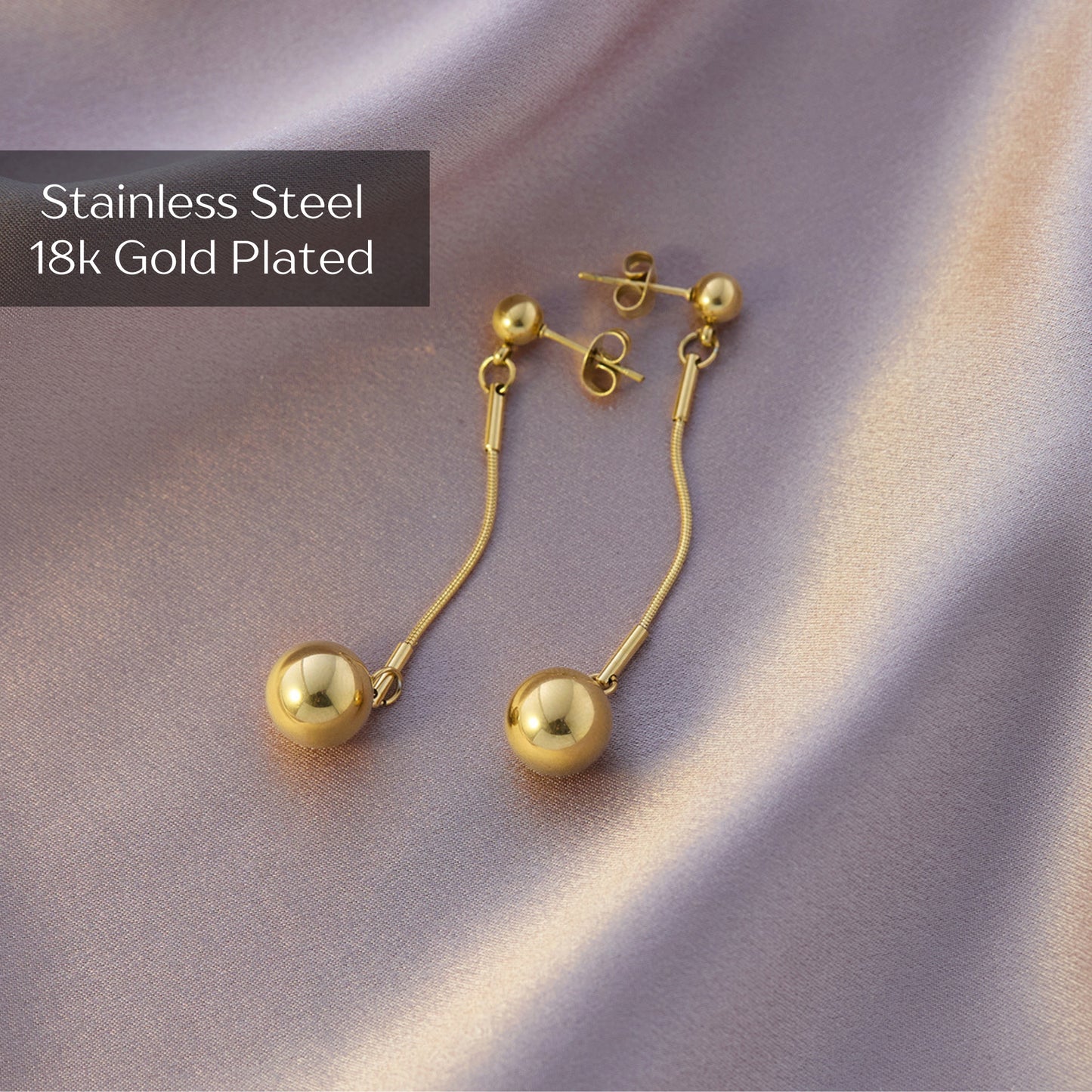 MONOZO Elegant Stainless Steel Women's Earrings—Latest Fashion 18k Gold Plated Anti Tarnish Stud Earring for Girl