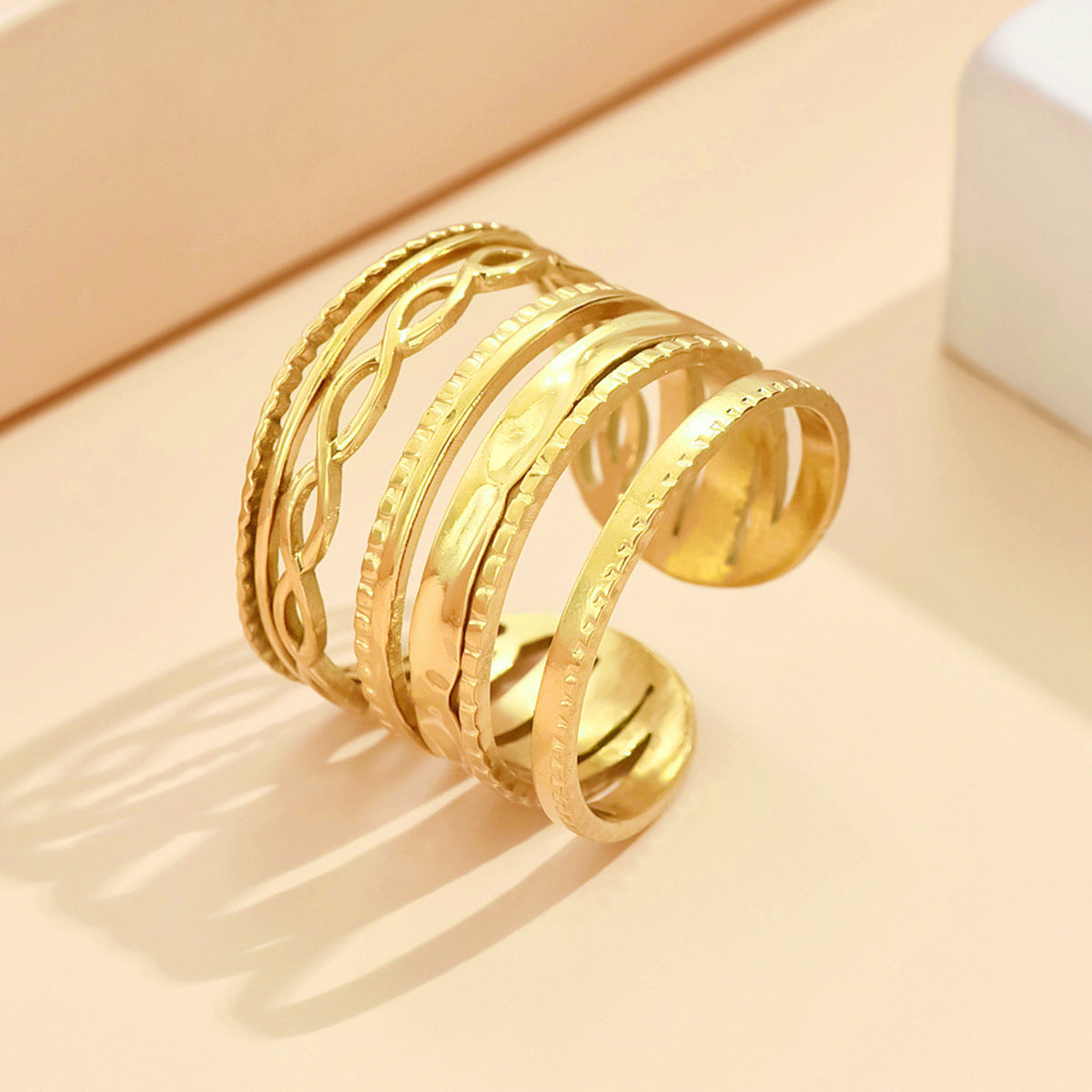 MONOZO 18k Gold plated Ring for Women | Anti Tarnish Stainless Steel Adjustable Finger Ring for Girls | High Quality non faded Ring | Girl Fashion Jewellery