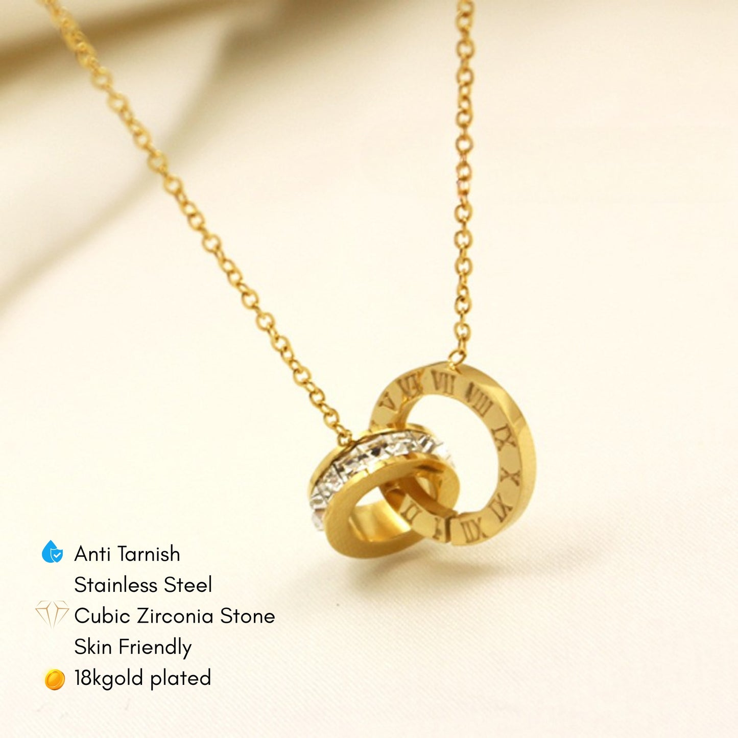 MONOZO pendant necklace chain for women girls Love anti tarnish stainless steel 18k gold plated stylish Neck Chain | Modern Design | Birthday Anniversary Gift Valentine Accessorie