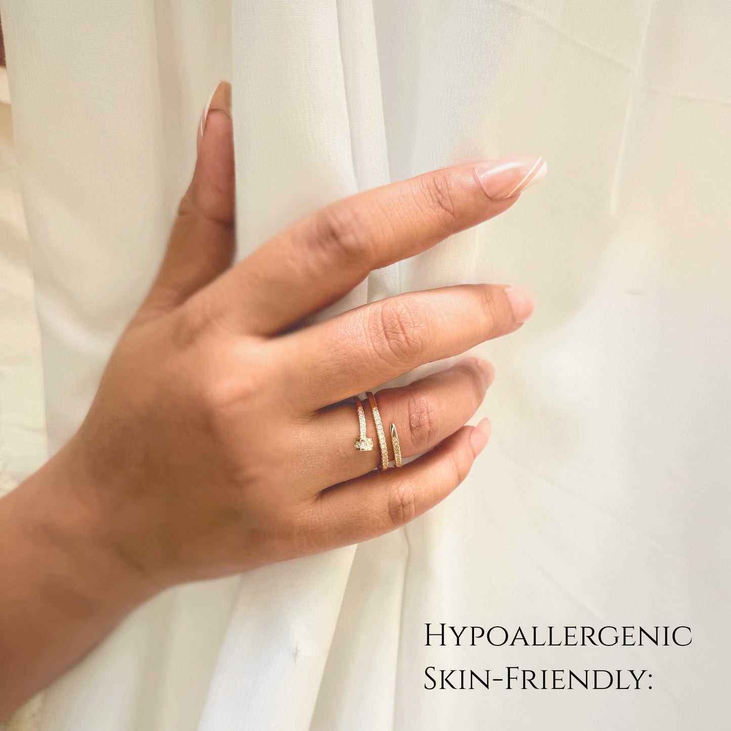 MONOZO 18k Gold plated Ring for Women | Cubic Zirconia Copper Adjustable Finger Ring for Girls | High Quality | Girl Fashion Jewellery