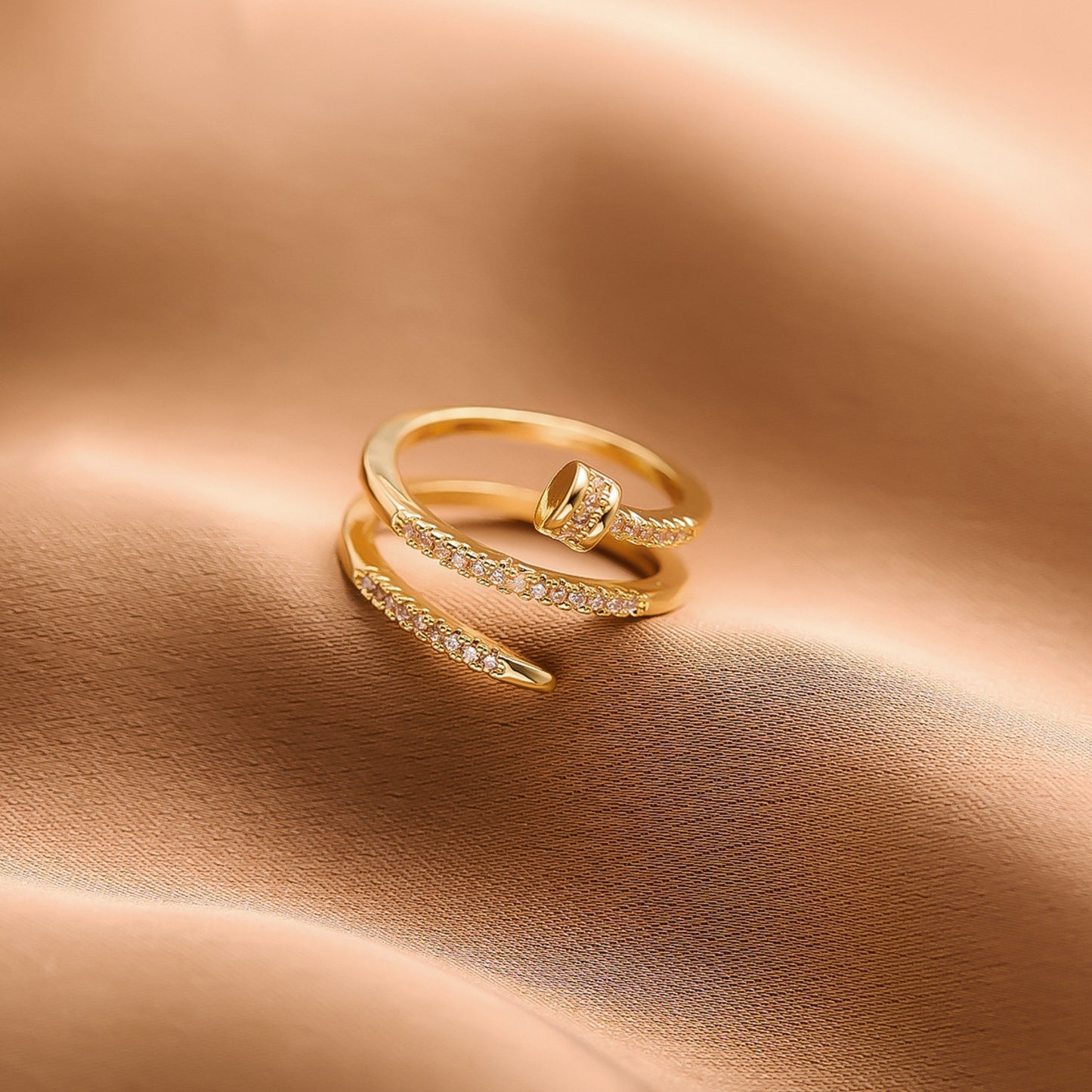 MONOZO 18k Gold plated Ring for Women | Cubic Zirconia Copper Adjustable Finger Ring for Girls | High Quality | Girl Fashion Jewellery