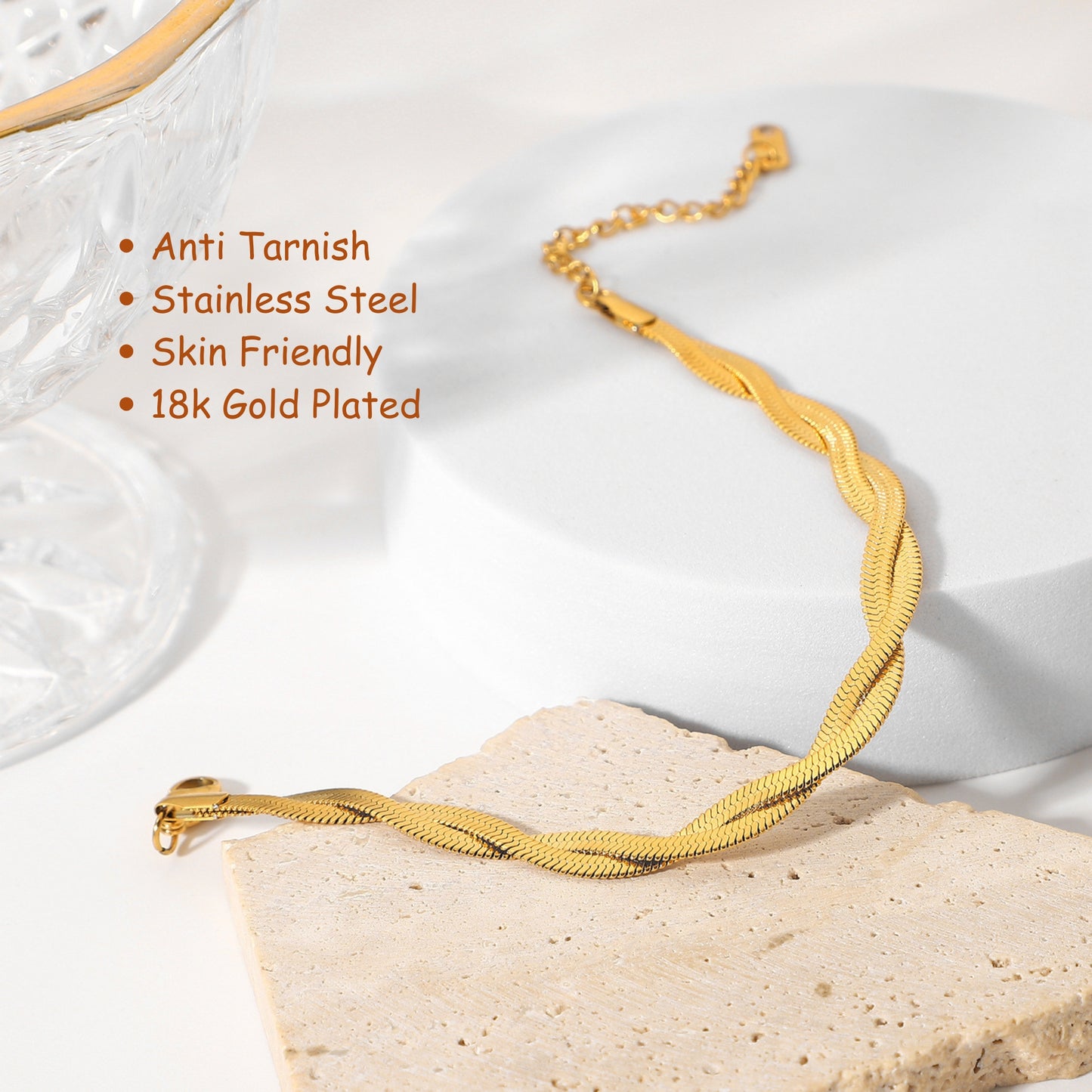 MONOZO Anti Tarnish Bracelet for Women Stylish | Stainless Steel Bracelet for female Western Chain Bracelet Girl Accessories | 18k Gold plated bracelet MONOZO Anti Tarnish Bracelet for Women Stylish | Stainless Steel Bracelet for Woman |