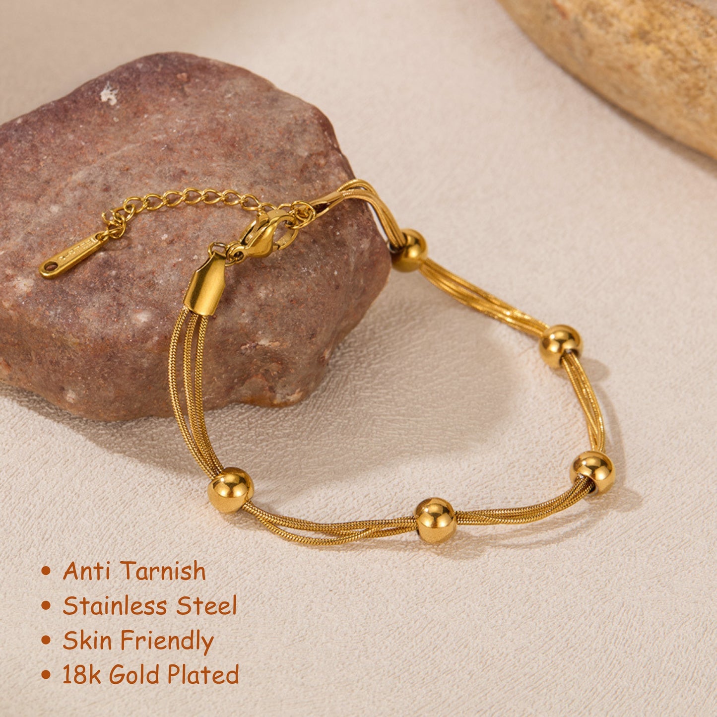 MONOZO Anti Tarnish Bracelet for Women Stylish | Stainless Steel Bracelet for female Western Chain Bracelet Girl Accessories | 18k Gold plated bracelet MONOZO Anti Tarnish Bracelet for Women Stylish | Stainless Steel Bracelet for Woman