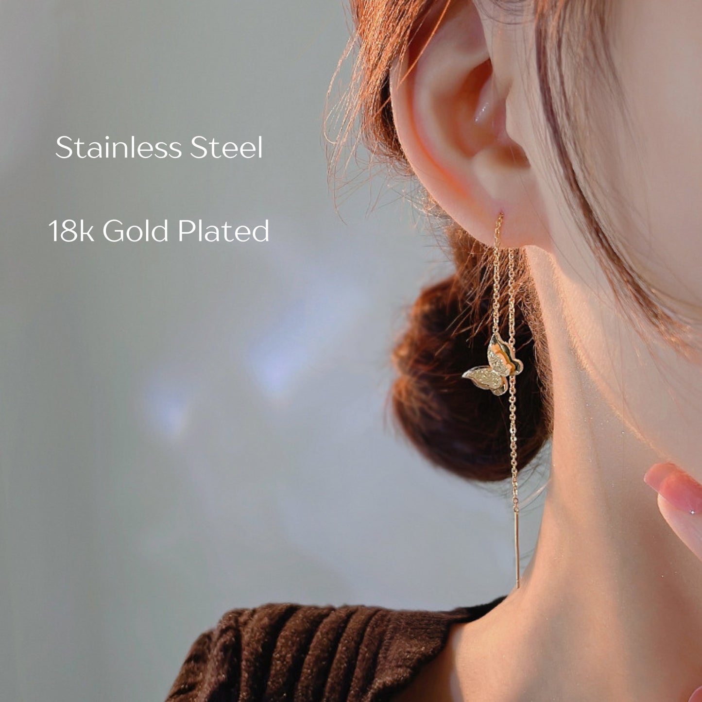 MONOZO Elegant Stainless Steel Women's Earrings—Latest Fashion 18k Gold Plated Anti Tarnish Stud Earring for Girl