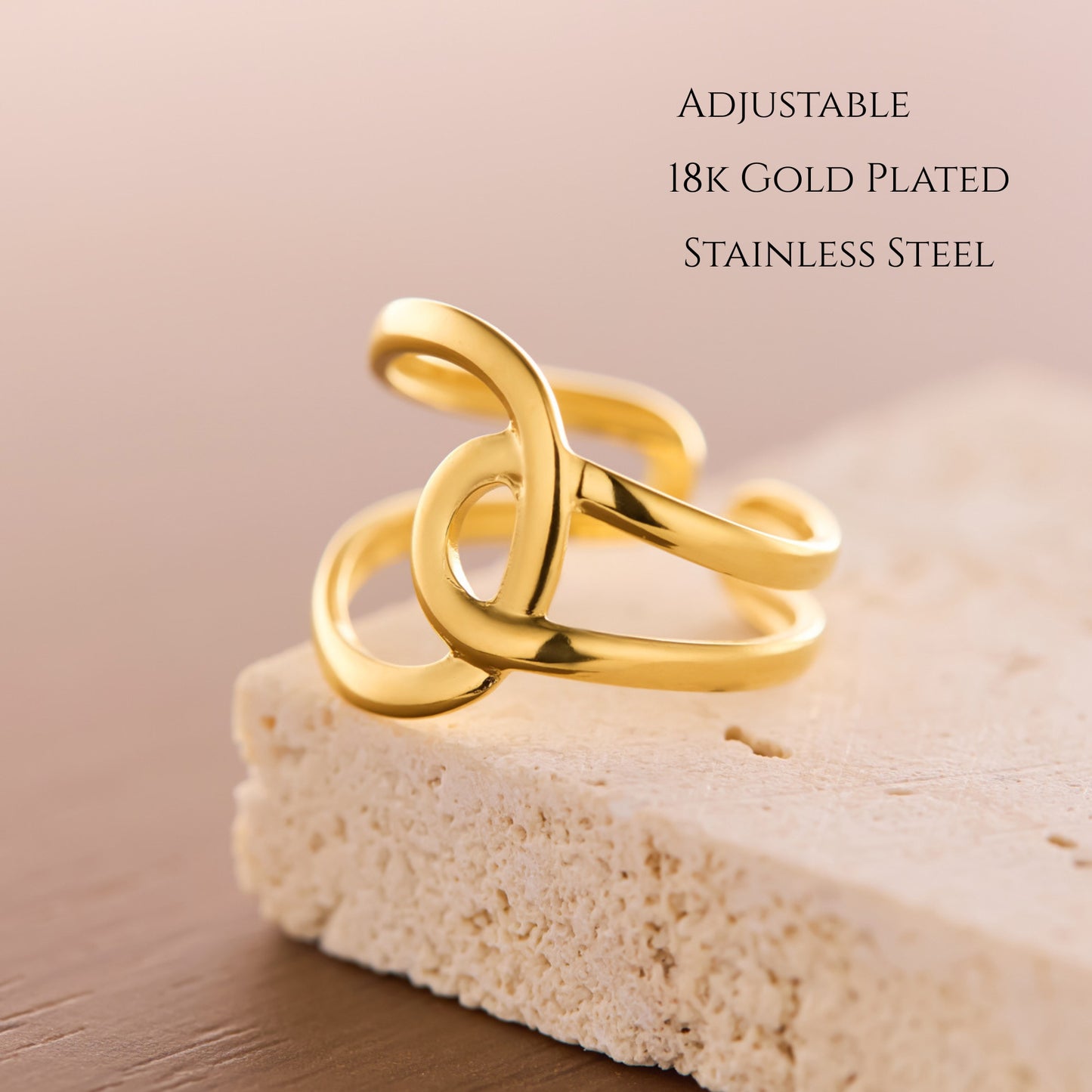 MONOZO 18k Gold plated Ring for Women | Anti Tarnish Stainless Steel Adjustable Finger Ring for Girls | High Quality non faded Ring | Girl Fashion Jewellery