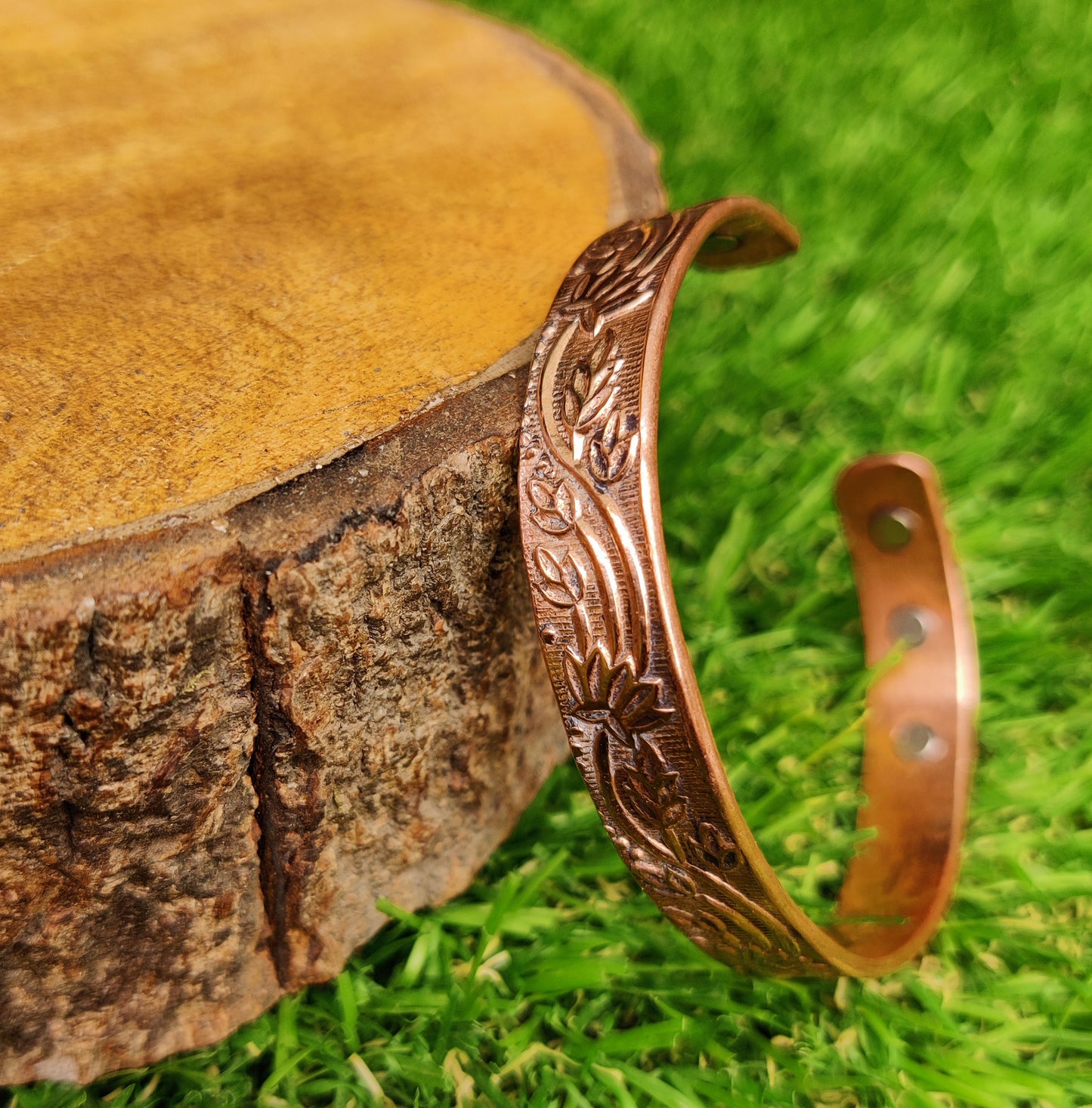 6 Magnets Engraved Design Copper Bracelet|Copper Cuff Bracelet|Copper Bracelet for Men and Women