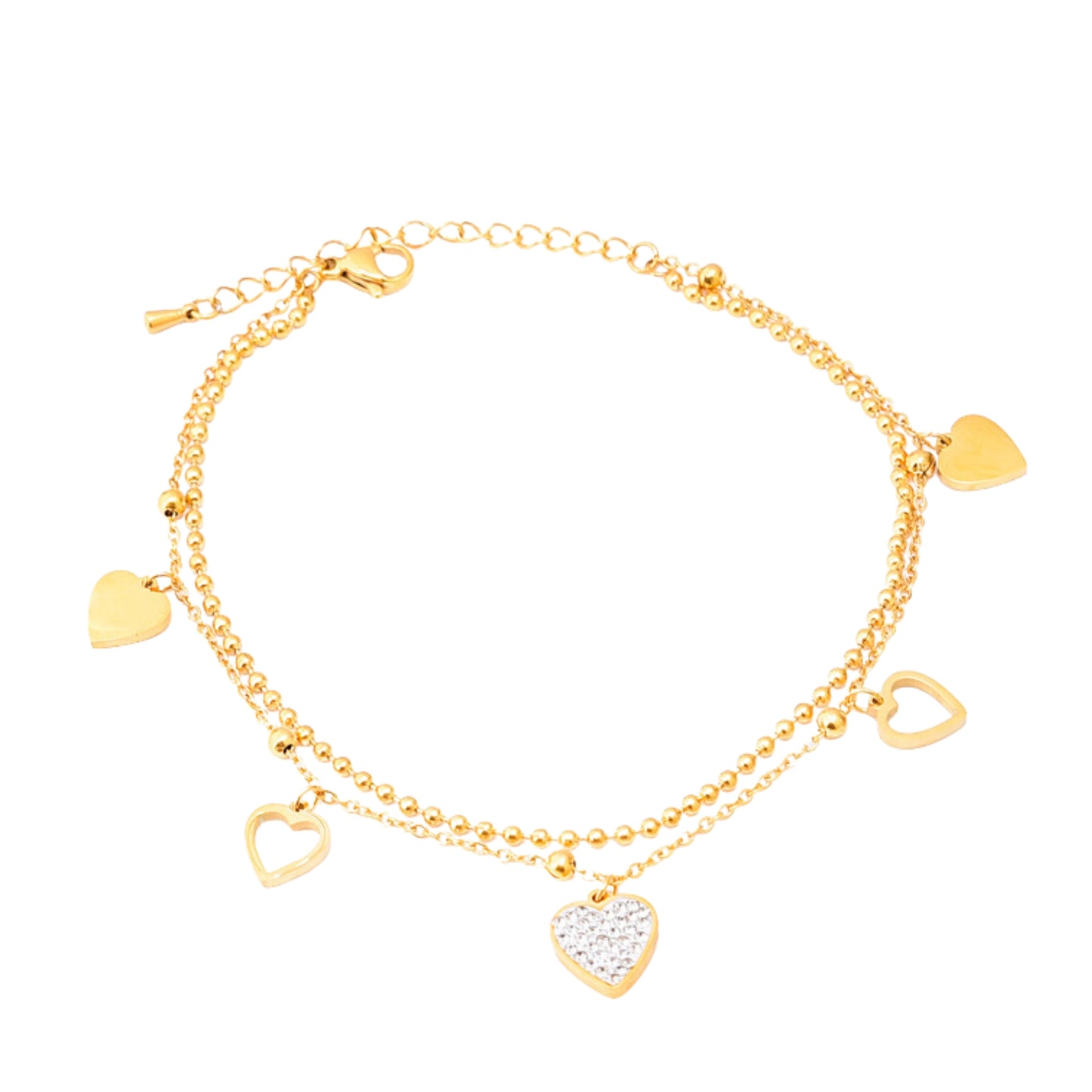 MONOZO Anti Tarnish Bracelet for Women Stylish | Stainless Steel Bracelet for Woman | Heart Chain Bracelet Girl Accessories | 18k Gold plated bracelet