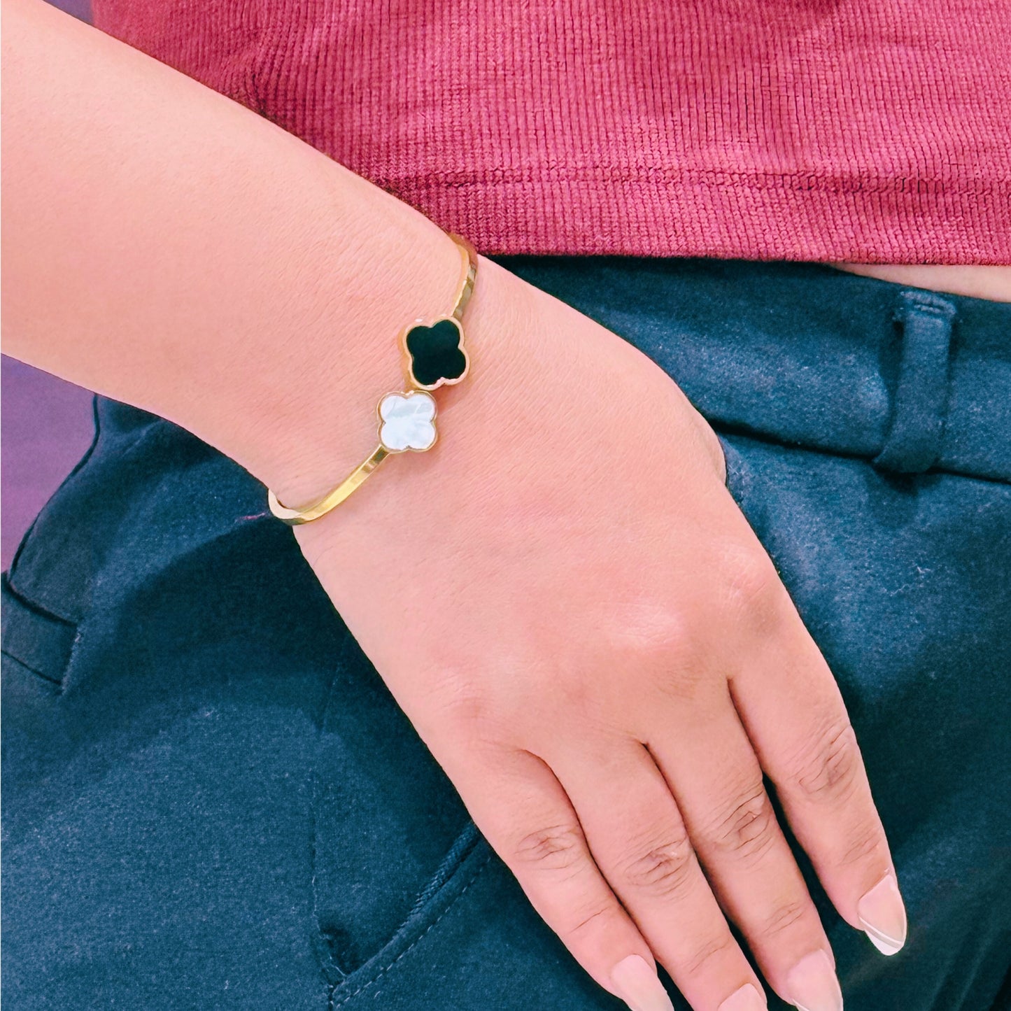 MONOZO Women's Stainless Steel Cuff Bracelet Anti Tarnish Cuff Bracelet | 18k Gold Plated Kada Bangle for Women & Girls