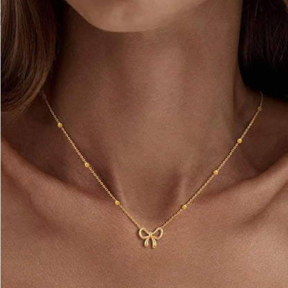 Bow with Bead Chain Necklace