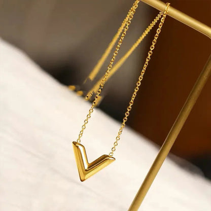 V Initial Pendant Necklace