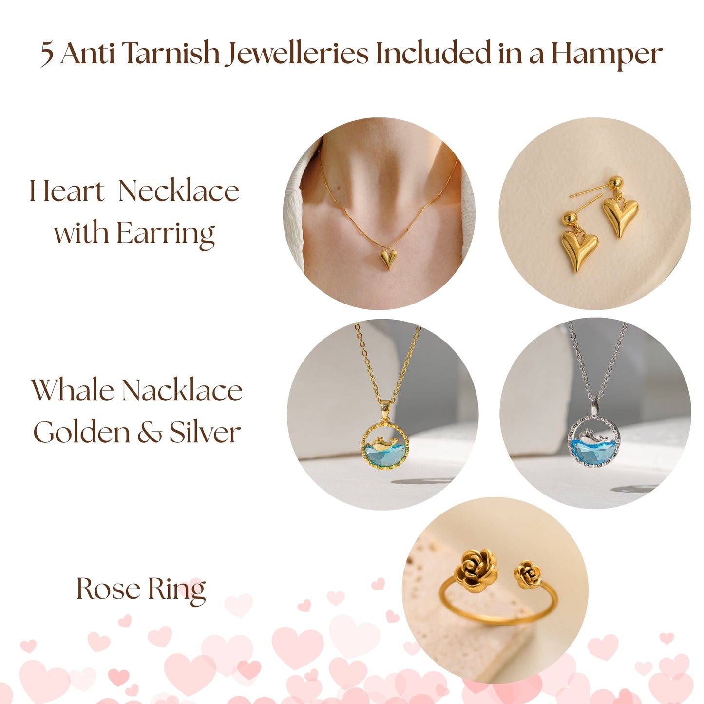 Valentine's Day Gift Hamper (5 Jewellery Sets, Teddy Key Ring, Premium Chocolates, Artificial Red Rose, Valentine's Day Wish Card)