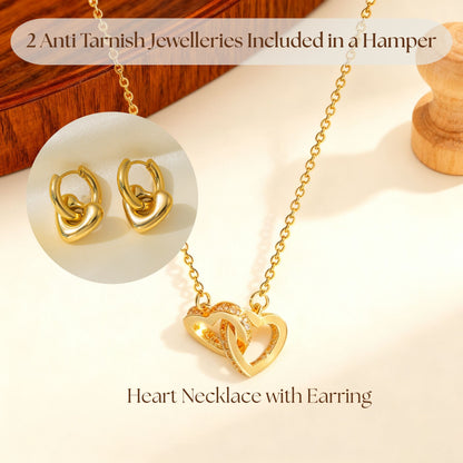 Anniversary Gift Hamper (2 Jewellery Sets, 1 Teddy Key Ring, Choco Cookies, 2 Roses, Anniversary Wish Card)