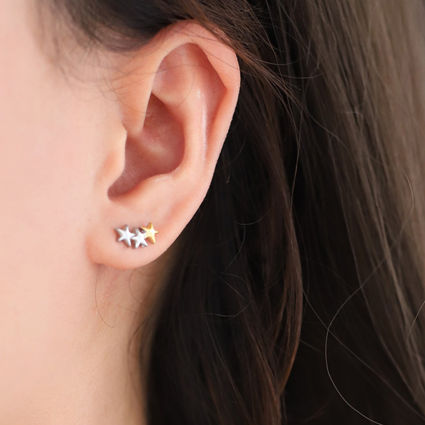 Star Stud Silver Golden Earring