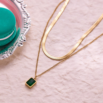 Dual Chain Emerald Necklace
