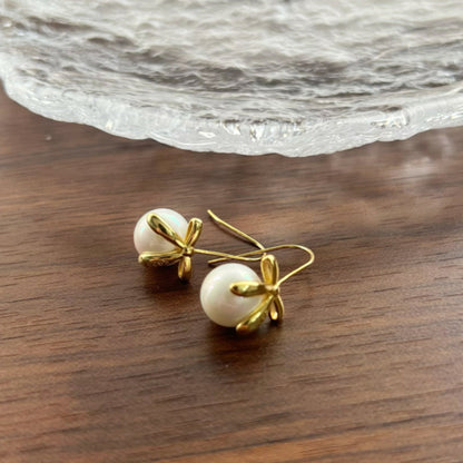 Bow Pearl Drop Earring
