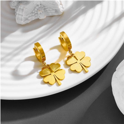 4 Leaf Hoop Earring