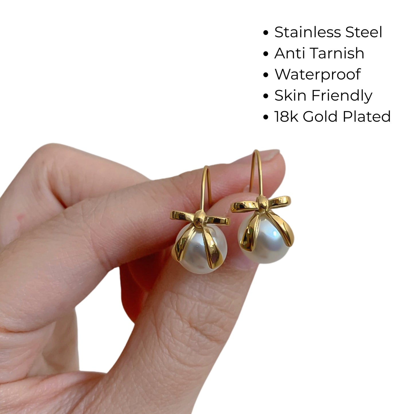 Bow Pearl Drop Earring