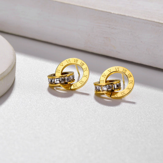 MONOZO Elegant Stainless Steel Women's Earrings—Latest Fashion 18k Gold Plated Anti Tarnish Stud Earring for Girl