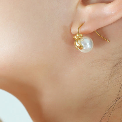 Bow Pearl Drop Earring