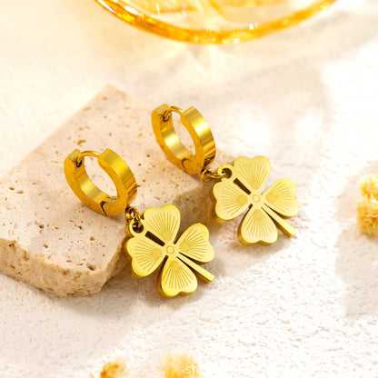 4 Leaf Hoop Earring