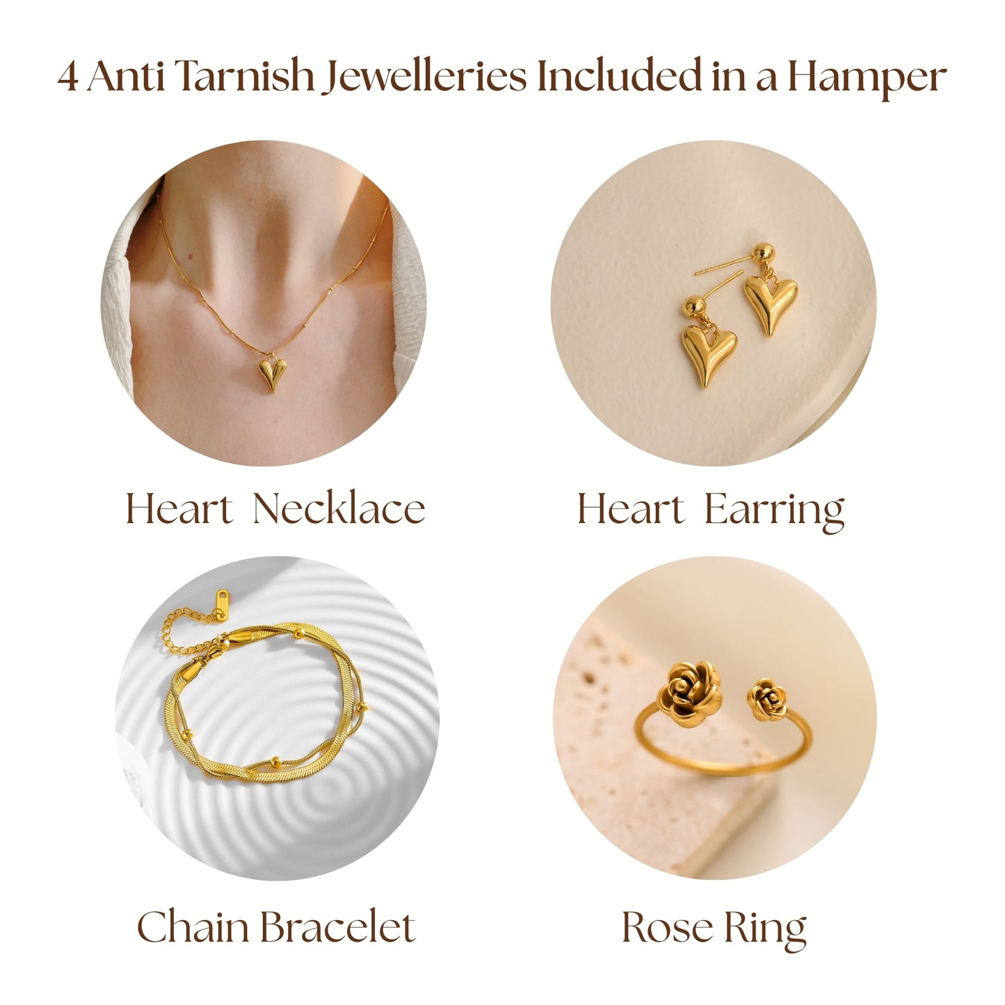 Anniversary Gift Hamper (4 Jewellery Sets, 1 Teddy Key Ring, Choco Cookies, 2 Roses, Anniversary Wish Card)