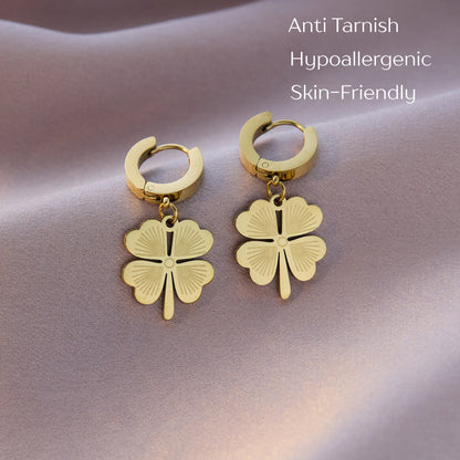 4 Leaf Hoop Earring