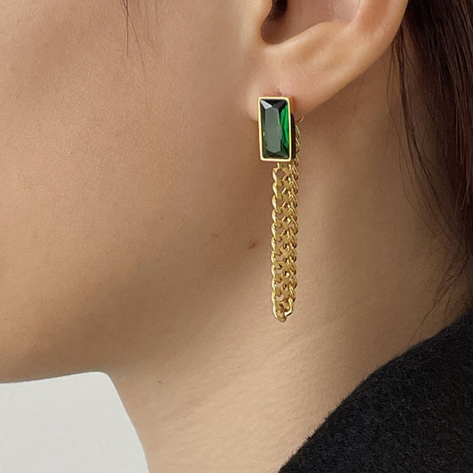 Emerald Chain Jacket Earring