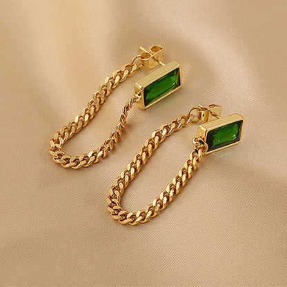 Emerald Chain Jacket Earring