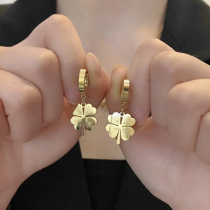 4 Leaf Hoop Earring
