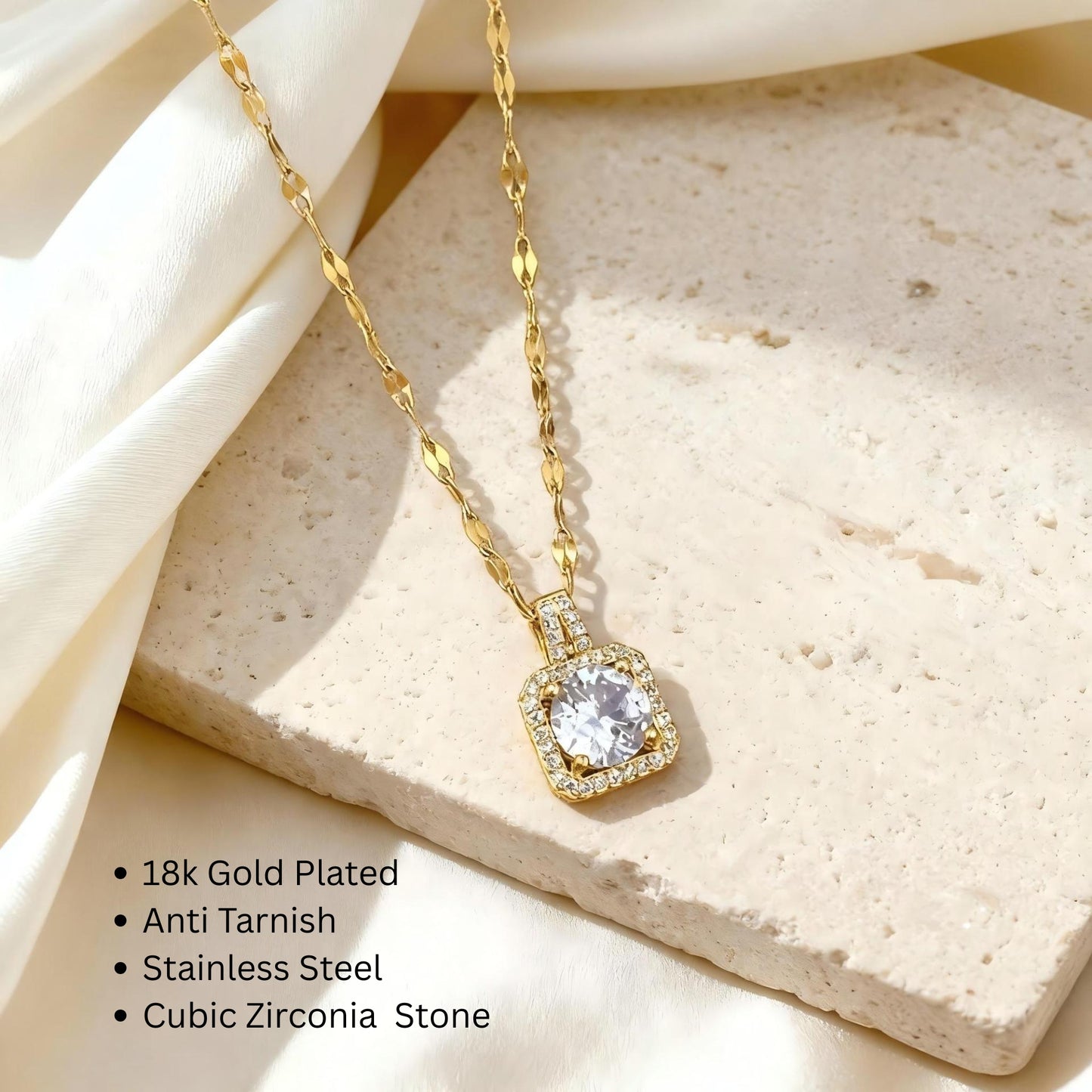 Lucky Square Diamond Chain Necklace