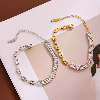 Square Diamond Chain Bracelet (Gold/Silver)