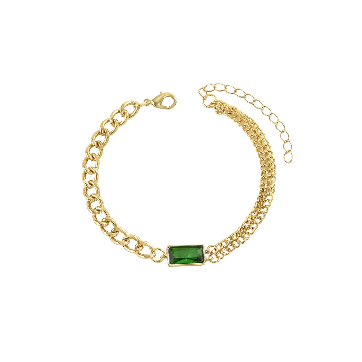 Emerald Stone Chain Bracelet