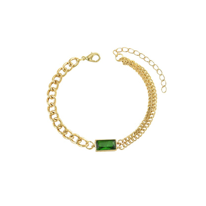 Emerald Stone Chain Bracelet