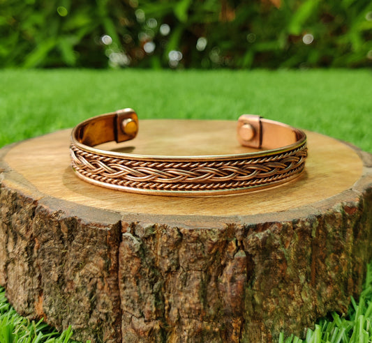 Magnetic Copper Bracelet|Copper Cuff Bracelet|Copper Bracelet for Men and Women| Engraved 2 Magnets
