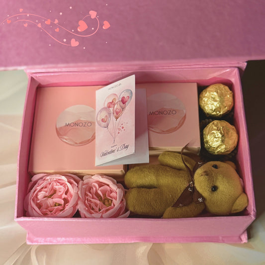 Valentine's Day Gift Hamper (5 Jewellery Sets, Teddy Key Ring, Premium Chocolates, Artificial Pink Rose Flowers, Valentine's Day Wish Card)
