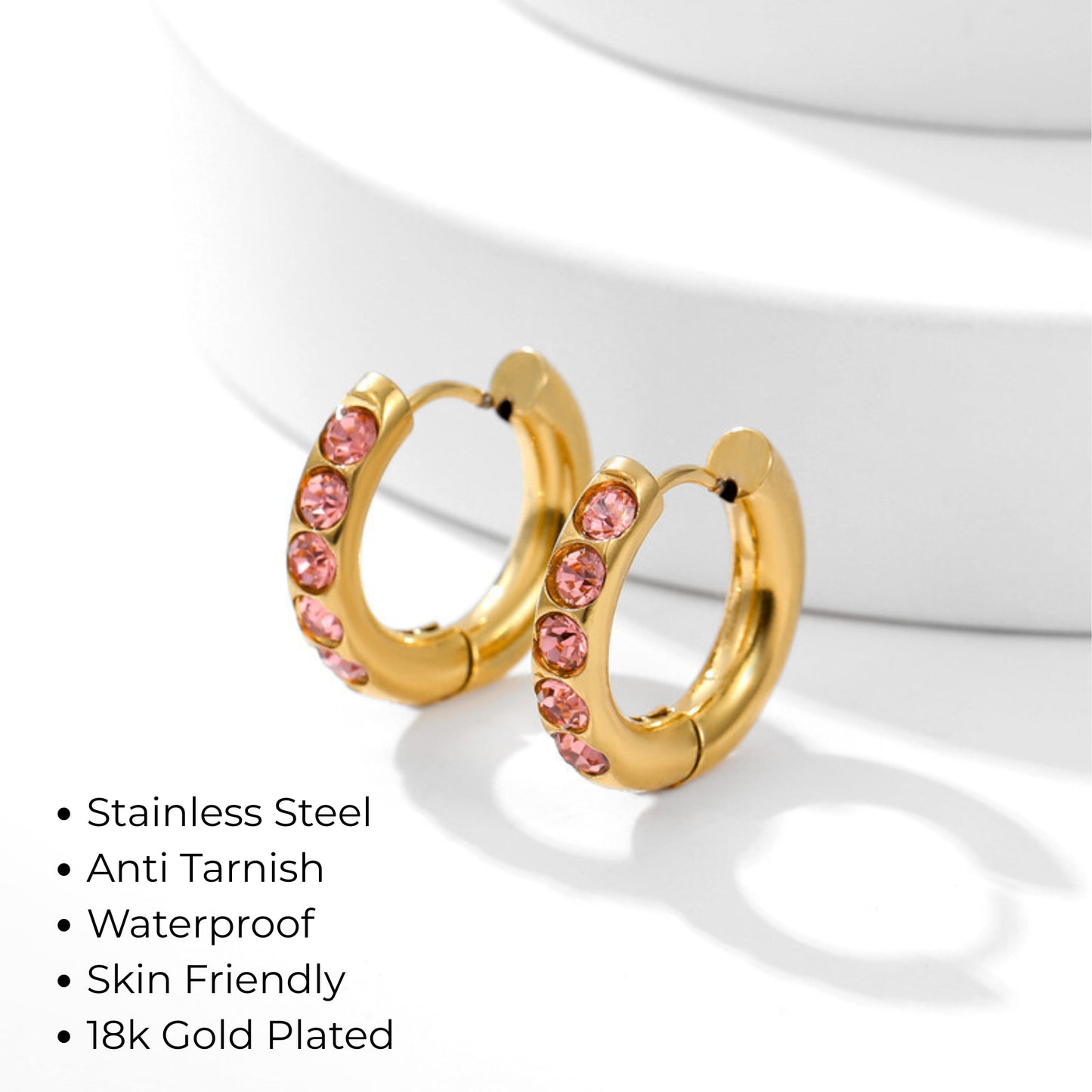 Pink Diamond Hoop Earring