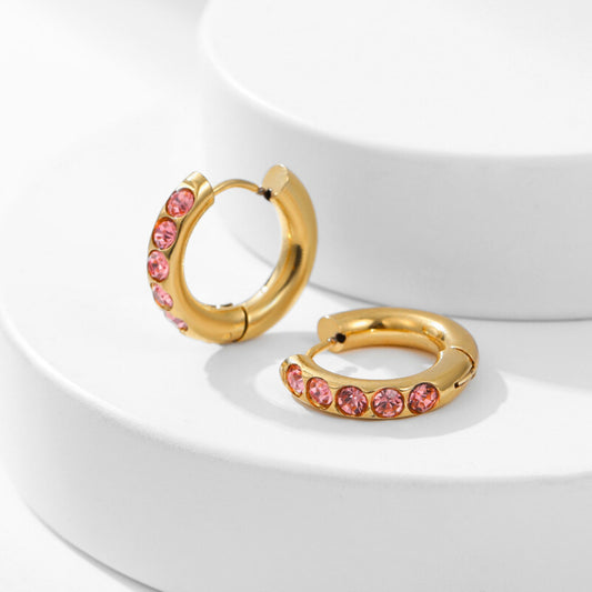 Pink Diamond Hoop Earring