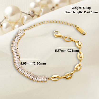 Square Diamond Chain Bracelet (Gold/Silver)