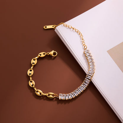 Square Diamond Chain Bracelet (Gold/Silver)